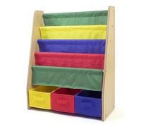 Humble Crew librería infantil 4 niveles colores primarios: organiza libros, diseño alegre, segura, fomenta lectura, montaje fácil