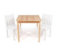 Humble Crew mesa de madera cuadrada y juego de 2 sillas infantiles, natural/blanco