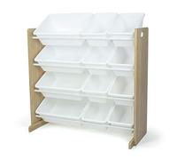 Humble Crew WO70526 Estantería para Niños - Estantería Organizadora para Juguetes con 12 Cajas de Almacenamiento, Natural/Blanco