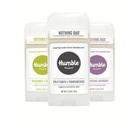 HUMBLE SIMPLE AND TRUE. Humble Brands Trio - Desodorante vegano para piel sensible con palo sagrado e incienso, lavanda de montaña, bergamota y jengibre, 2.5 onzas (paquete de 3)