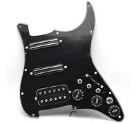 Humbucker - Golpeador para guitarra eléctrica con cableado simple cargado precableado SSH, montaje de placa de arañazos para guitarra Fender Strat (mano derecha, negro)