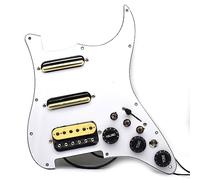 Humbucker - Golpeador para guitarra eléctrica con cableado simple cargado precableado SSH, montaje de placa de arañazos para guitarra Fender Strat (mano derecha)