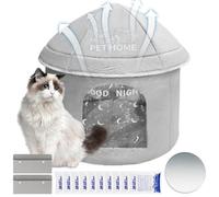 Humdcdy Casa de refrigeración para mascotas, casa de gato salvaje aislada al aire libre | Refugio resistente a la intemperie suministros para mascotas con bolsa de hielo para dormir gatito interior