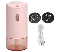 Humidificador de aire mini recargable por USB de 300 ml con luz ambiental proyectada para uso en el hogar, la oficina y el automóvil. (Rosa)