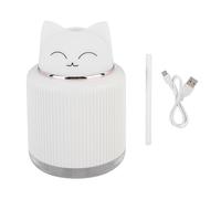 Humidificador de aire ultrasónico de plástico blanco en forma de gato, humidificador por nebulización USB de 300 ml con luz nocturna LED dual, funcionamiento silencioso y emisión