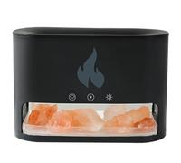 Humidificador de aromaterapia con efecto de llama de simulación con roca de sal del Himalaya, 250 ml USB eléctrico de niebla fría y luz nocturna colorida para el hogar, dormitorio, oficina