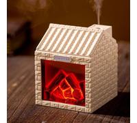 Humidificador de carbón con forma de fuego para casa, difusor fraganciético silencioso con apagado automático sin agua, humidificador de aromaterapia con luz nocturna LED (beige)