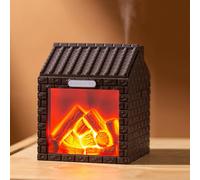 Humidificador de carbón en forma de fuego para casa, difusor fraganciético silencioso con apagado automático sin agua, humidificador de aromaterapia con luz nocturna LED (marrón)