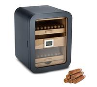 Humidificador de cigarros con ventana de cristal, capacidad para 110 grados, almacenamiento de cedro español con humidificador e higrómetro, organizador multicapa para uso doméstico u oficina