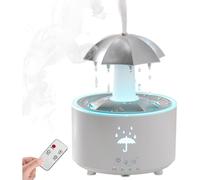 Humidificador de gotas de lluvia de 7 colores, difusor de aceites esenciales con sonido de lluvia remoto, color blanco