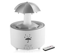 Humidificador de gotas de lluvia Difusor de cascada Luz LED de 7 colores - Niebla fría ultra silenciosa para dormitorio, hogar, oficina, 3 configuraciones de temporizador, blanco