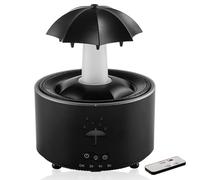 Humidificador de gotas de lluvia Difusor de cascada Luz LED de 7 colores - Niebla fría ultra silenciosa para dormitorio, hogar, oficina, 3 configuraciones de temporizador, negro