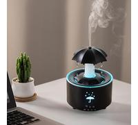 Humidificador de gotas de lluvia, lindo difusor de lluvia con luces LED de 7 colores, difusor de cascada para dormitorio, hogar, oficina, 3 configuraciones de temporizador, negro, Decoraciones de inv