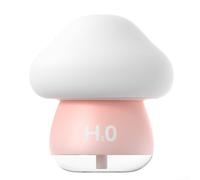 Humidificador de hongos con luz nocturna, difusor de niebla fría recargable USB-C, 2 modos de pulverización, control táctil silencioso, lámpara de silicona suave para dormitorio de niños (rosa)