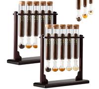 Humidificador de inyector de sabor a cigarro, base de madera de aromaterapia hecha a mano con higrómetro y tapas herméticas, kit de tubo de vidrio con infusor de cigarro (Número de tubos5,2pc)