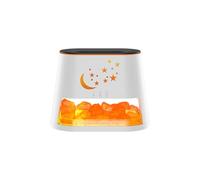 Humidificador de llama con lámpara de piedra de sal del Himalaya y difusor de aroma USB, purificador de aire de niebla fría con luz de efecto de llama para dormitorio, relajación y sueño mejorado