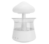 Humidificador de lluvia de setas modo de trabajo múltiple 7 colores cambiantes capacidad 300 ml humidificador de nube de lluvia gota de agua ABS para mesita de noche (WHITE)