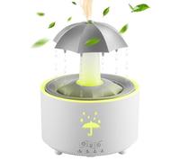 Humidificador de lluvia paraguas - Hidratante de escritorio 13,4 x 13,4 cm, iluminación de ambiente 7 colores, sistema de vapor calmante | Capacidad de 300 ml con flujo de niebla de 30 ml/h, control