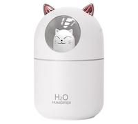 Humidificador de niebla fría, difusor de aroma en forma de gato de 300 ml, humidificador ultrasónico silencioso con luz nocturna LED, hidratante de aire compacto, compacto y portátil, hecho de