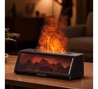 Humidificador de niebla retro, difusor ultrasónico en forma de estufa, lámpara de noche de aromaterapia para sala de estar, dormitorio, taquillas de estante de mesa de baño para habitación de niños, h