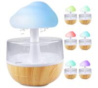 humidificador de nubes de lluvia con luz nocturna: cascada difusor de aceites esenciales/luz nocturna de 7 colores, escritorio, fuente, mesita