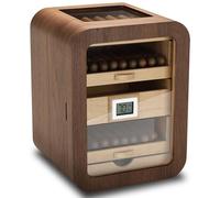 Humidificador De Puros Revestido Cedro Con Capacidad For 110 Puros Puerta De Cristal Transparente Higrómetro Digital. Humidificador Escritorio For Uso Doméstico O Oficina(A,Withskylight)