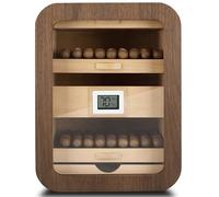 Humidificador De Puros Revestido Cedro Con Capacidad For 110 Puros Puerta De Cristal Transparente Higrómetro Digital. Humidificador Escritorio For Uso Doméstico O Oficina(A,Withoutskylight)