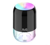 Humidificador de tamaño pequeño con luz nocturna colorida y spray ajustable, para oficina o viajes (negro)