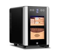 Humidificador eléctrico de puros de 8 litros para 100 unidades con control silencioso de temperatura de enfriamiento, puerta de vidrio de doble panel y cajón de madera de cedro, regalo para hombres