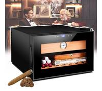 Humidificador eléctrico for puros de 25 L, madera de cedro, purificador de aire con iones negativos, ajuste de temperatura de 11 a 18 °C, 2 capas/150 puros(B1)