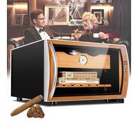 Humidificador eléctrico for puros de 25 L, madera de cedro, purificador de aire con iones negativos, ajuste de temperatura de 11 a 18 °C, 2 capas/150 puros(A1)
