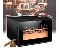 Humidificador eléctrico for puros de 25 l, madera de cedro, purificador de aire con iones negativos, ajuste de temperatura de 11 a 18 °C, 2 capas/150 puros con iones negativos(B)