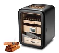 Humidificador eléctrico inteligente para puros Con humidificador electrónico Gabinete con capacidad para 110 puros Estante de madera de cedro Almacenamiento con cajones(Humidors-3)