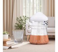 Humidificador Nube de Lluvia con 7 luces LED de Color, 3 modos de lluvia/niebla, aire 300 ml, difusor de aceites esenciales para hogar, oficina, dormitorio, relax, dormir (grano de madera)