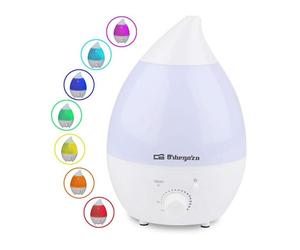 Humidificador orbegozo hu-2013 - 18w - ultrasónico - vapor frío - capacidad 1.3l - luz 7 colores