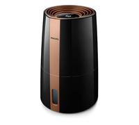 Humidificador Philips Serie 3000, 45 m², 99,97% menos bacterias, 300 ml/h, 3 velocidades, modo sueño, ultra silencioso (33 dB), sensor de humedad, temporizador, depósito 3L, negro (HU3918/10)