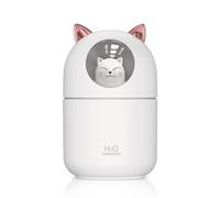 Humidificador - USB ABS con forma de gato de 300 ml | Difusor de aceites esenciales con luz nocturna, humidificador de mesa | Funcionamiento silencioso para plantas, oficina, coche, habitación de los