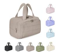 Humidity Travel Cosmetic Bag,Cureaway Travel Cosmetic Bag,Large Capacity Wide-Open Travel Cosmetic,For Womentraveling, Essentials Toiletries (Khaki)