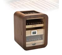 Humidor armario para puros y cigarros con vidrio 110 capacidad,madera de cedro español sistema de almacenamiento con higrómetro y humidificador,organización para hogar(Brown,Glass Top)