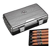 Humidor De Cigarros, Humidor PortáTil De Viaje, Paquete De 10, Estuche para Cigarros, A Prueba De Golpes Y CaíDas, HigróMetro Externo, Humidificador Incorporado,Silver