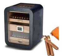 Humidor de puros de madera de nogal Con 4 cajones Tapa de vidrio templado Almacenamiento para 110 puros Elegante gabinete Higrómetro digital integrado(Schwarz)