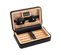 Humidor de puros de viaje, forrado en madera de cedro, humidificador, estuche de cuero for puros, capacidad for 4 puros