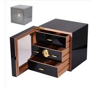 Humidor Puros Caja de Puros para 50-70 Puros Caja de Puros con Higrómetro Humidificador y Divisor Estuche de Almacenamiento de Madera de Cedro de Escritorio Regalo Ideal para Entusiastas de Los Puros