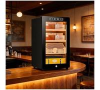Humidores De Puros, Humidificador De Puros Eléctrico, Enfriador De Puros Inteligente, Eléctrico Con Forro De Cedro, Rango De Enfriamiento 12-22°C(Black-1)