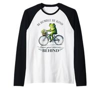 Humilde Kind Frog Riding Bike Deja atrás Las Preocupaciones Camiseta Manga Raglan