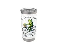 Humilde Kind Frog Riding Bike Deja atrás las preocupaciones Vaso térmico de acero inoxidable de doble pared
