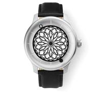 humism Kato 42mm Automático Acero Zafiro Blanco Negro Cuero Reloj Unisex, Negro