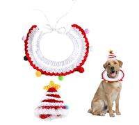 Humkopnl Collar y sombrero de punto para mascotas, decoración de sombrero de collar de gato, accesorios acogedores y hermosos para gatos adultos, perros pequeños, conejos, schnauzers, bichón frisé