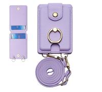 Humkopnl Tarjetero de bolsillo para teléfono, cartera y tarjetero, multiusos, impermeable, 2 ranuras con soporte y cordón desmontable, se adapta a todos los teléfonos inteligentes, Purple, Refer to