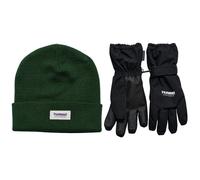 Hummel hmlJR Knit Beanie & Gloves WP set, verde oscuro/negro, junior